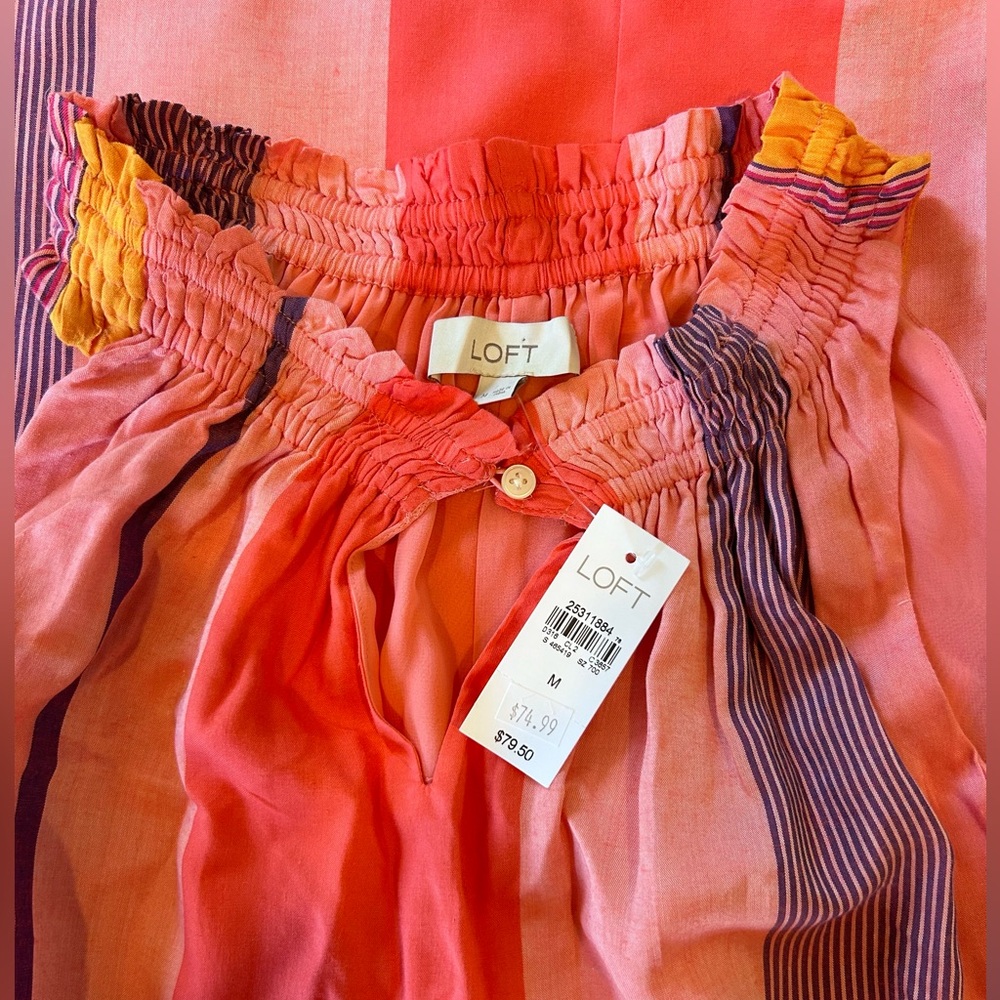 🌶️ *NWT* Loft Sumner Stripe Loose Fit Dress. Size Medium - Picture 5 of 5